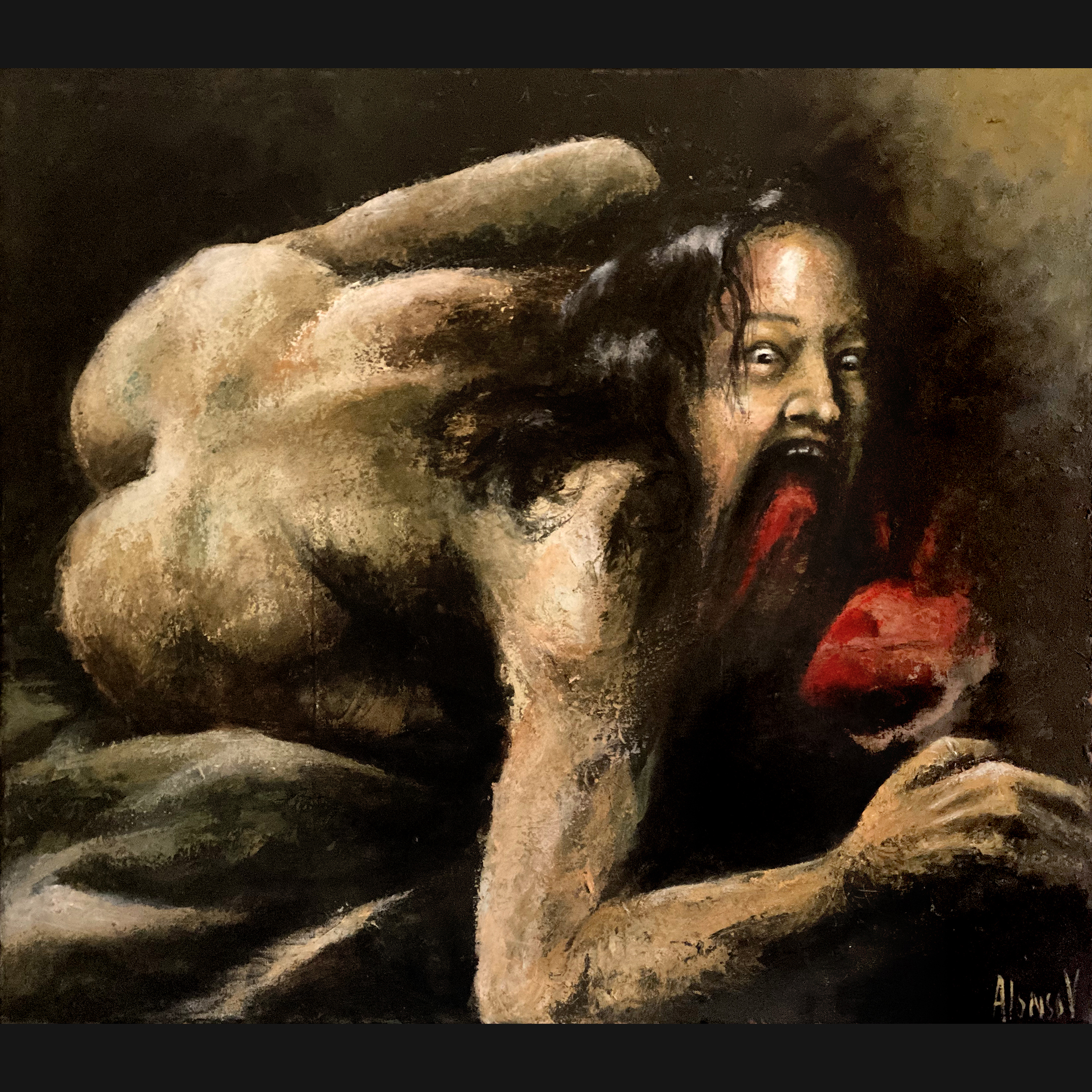 Mujer devorando corazón